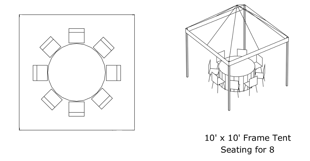 10x10 frame tent seating for 8 img2