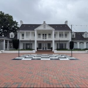 489786514_1223791453085512_5121240706890667425_n Black and White Checkered Dance Floor in front of Mansion Venue